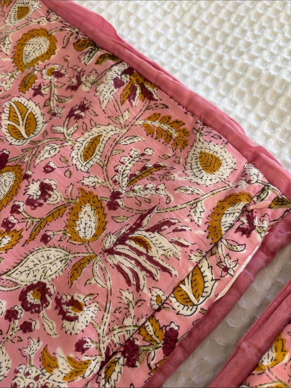 Pottery Barn Shannon Reversible Quilted Floral Pillow Shams Blue Pink Standard
